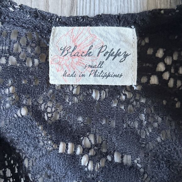 Boutique Black Poppy Lace Crop Top Size Small - Picture 7 of 7